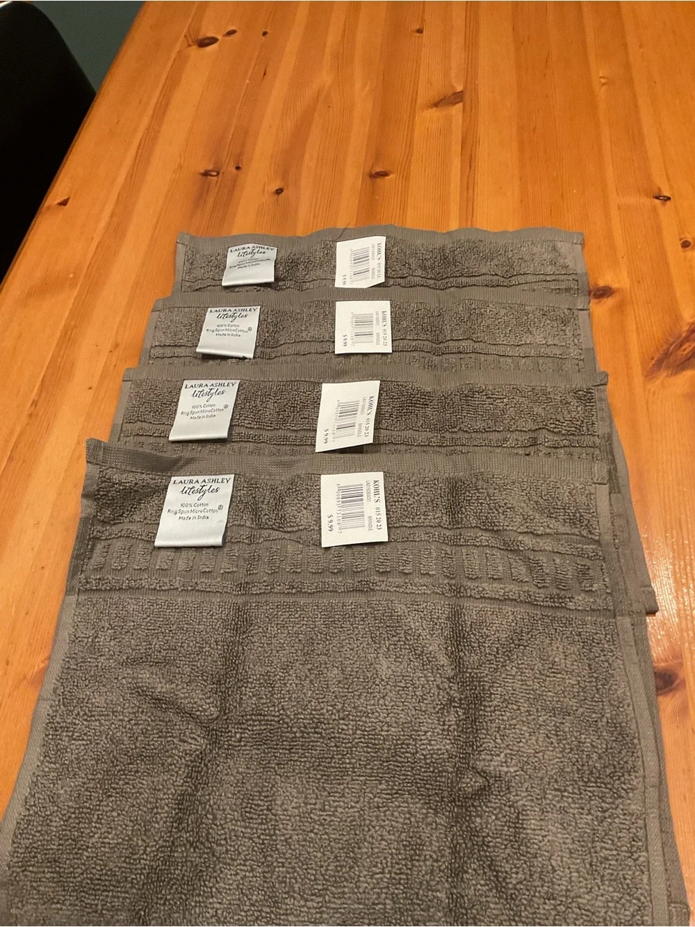 LAURA ASHLEY LIFESTYLES TOWELS FACE WASHCLOTHS NEW WITH TAGS GRAY TAUPE COTTON